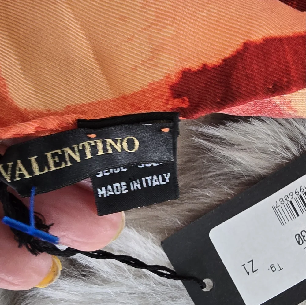 Valentino orange and red Silk Scarf